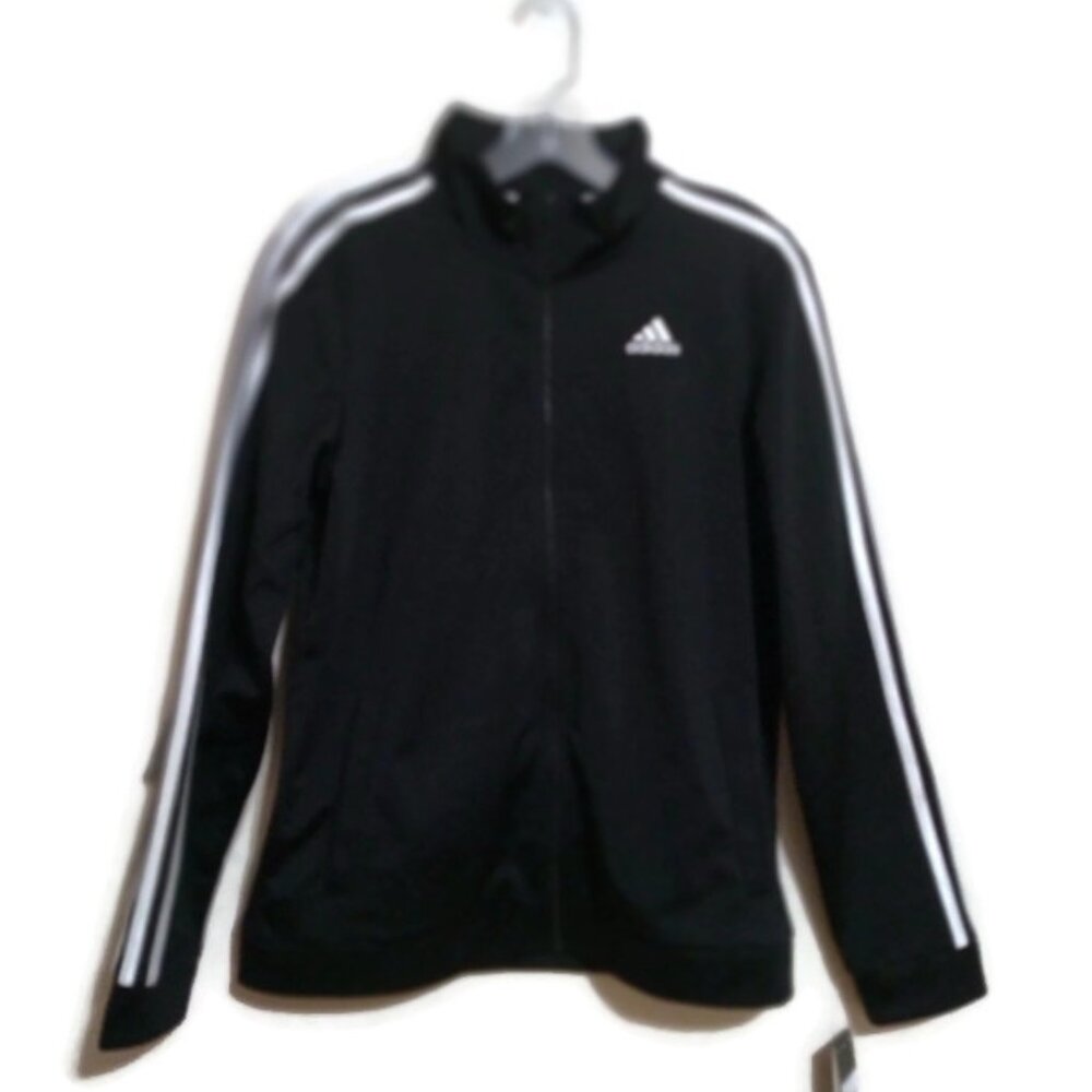 adidas boys Zip Front Iconic Jacket, Jet Black NWT - Picture 2 of 9
